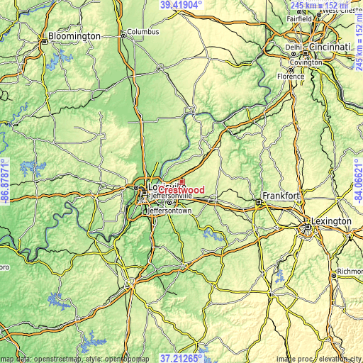 Topographic map of Crestwood