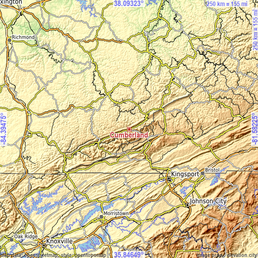 Topographic map of Cumberland