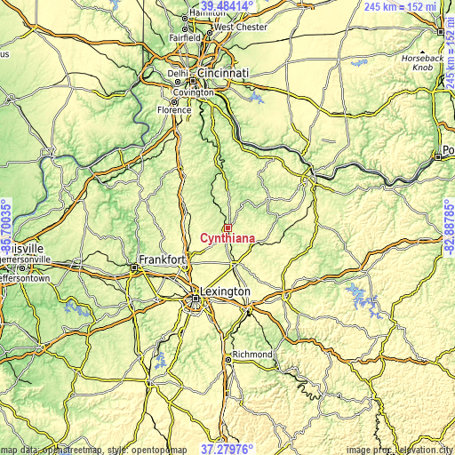 Topographic map of Cynthiana