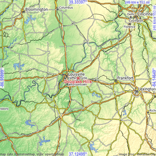 Topographic map of Douglass Hills