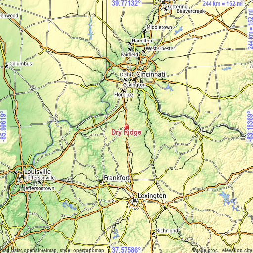 Topographic map of Dry Ridge