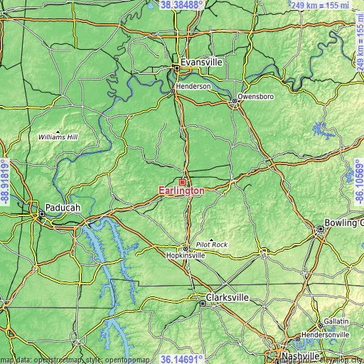 Topographic map of Earlington