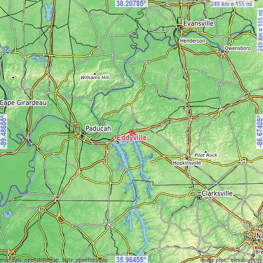 Topographic map of Eddyville