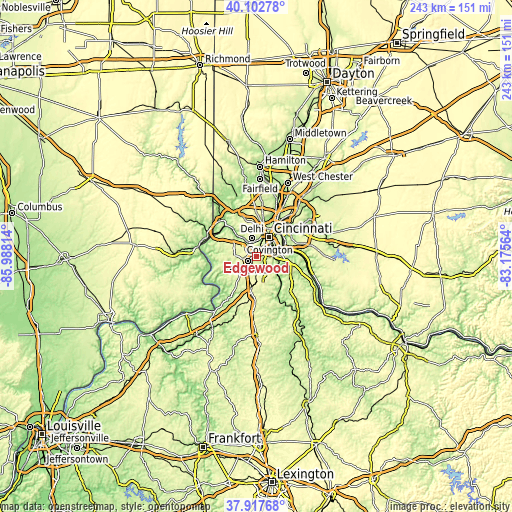 Topographic map of Edgewood