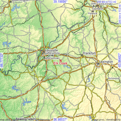 Topographic map of Elk Creek