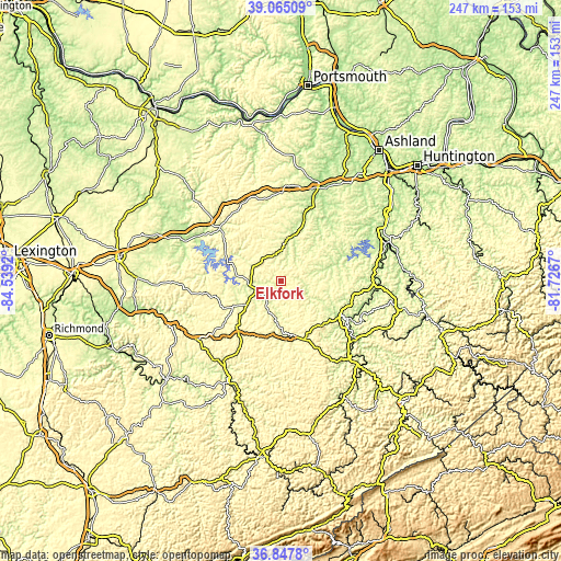 Topographic map of Elkfork