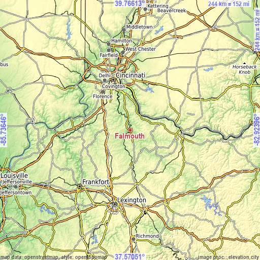 Topographic map of Falmouth