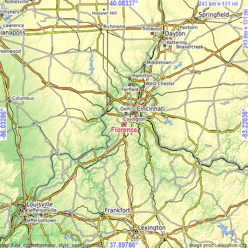 Topographic map of Florence