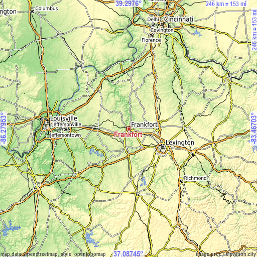 Topographic map of Frankfort