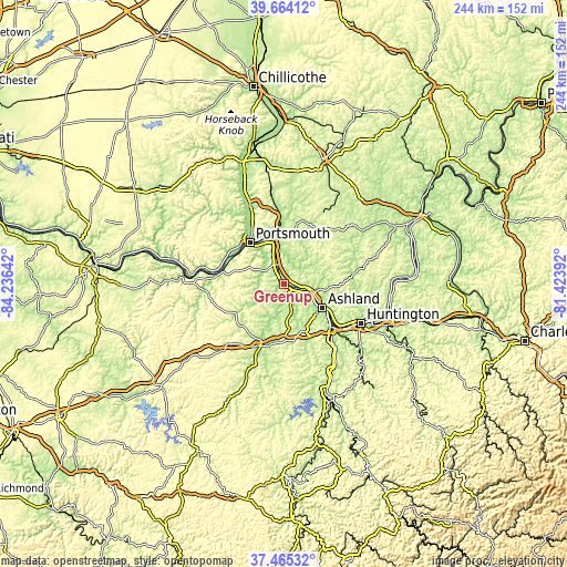 Topographic map of Greenup