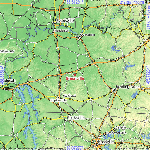 Topographic map of Greenville