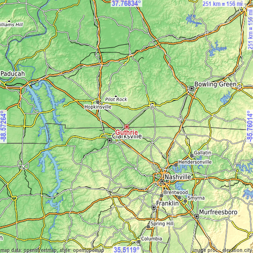 Topographic map of Guthrie