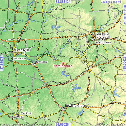 Topographic map of Hardinsburg