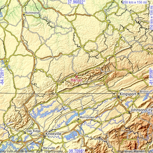 Topographic map of Harlan