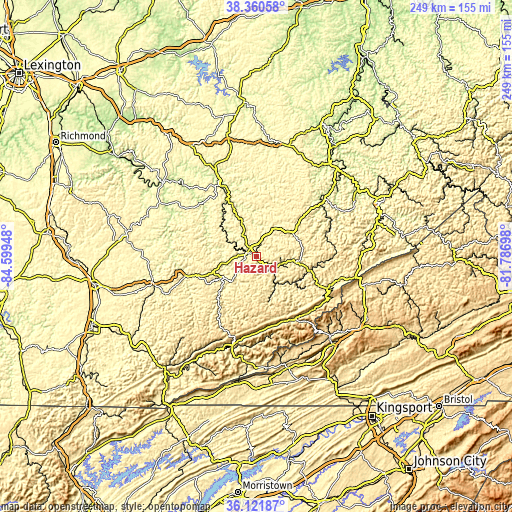 Topographic map of Hazard