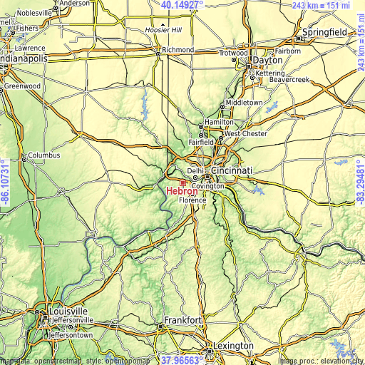 Topographic map of Hebron