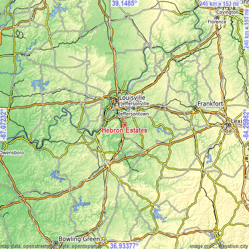 Topographic map of Hebron Estates