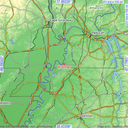 Topographic map of Hickman