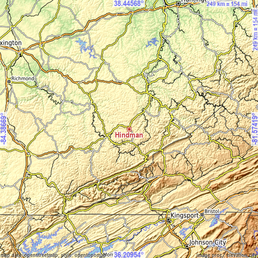 Topographic map of Hindman