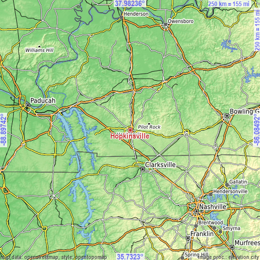 Topographic map of Hopkinsville