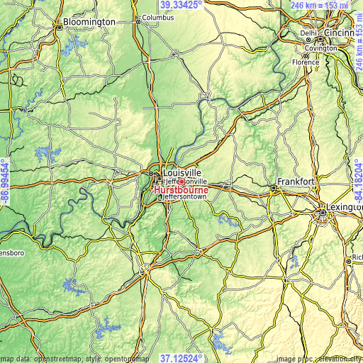 Topographic map of Hurstbourne