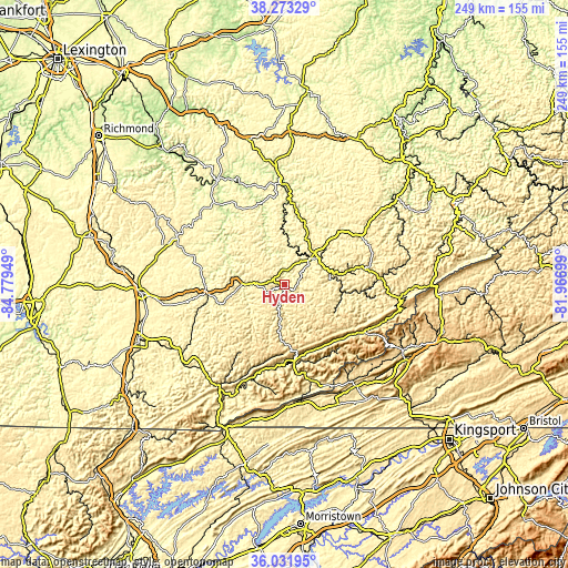 Topographic map of Hyden