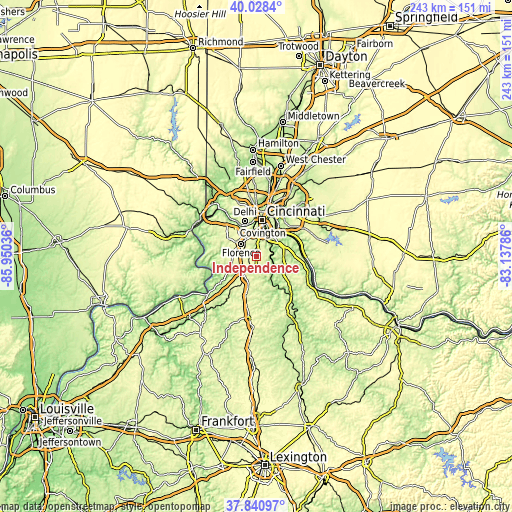 Topographic map of Independence