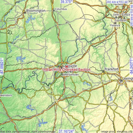 Topographic map of Indian Hills Cherokee Section