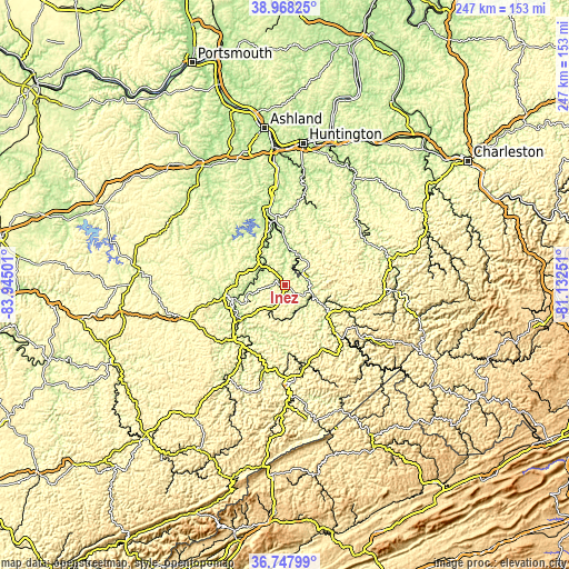 Topographic map of Inez