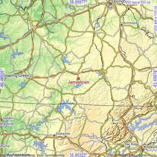 Topographic map of Jamestown