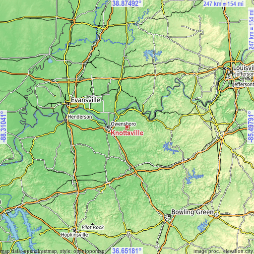 Topographic map of Knottsville