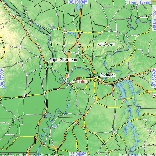 Topographic map of La Center