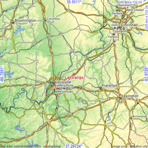 Topographic map of La Grange