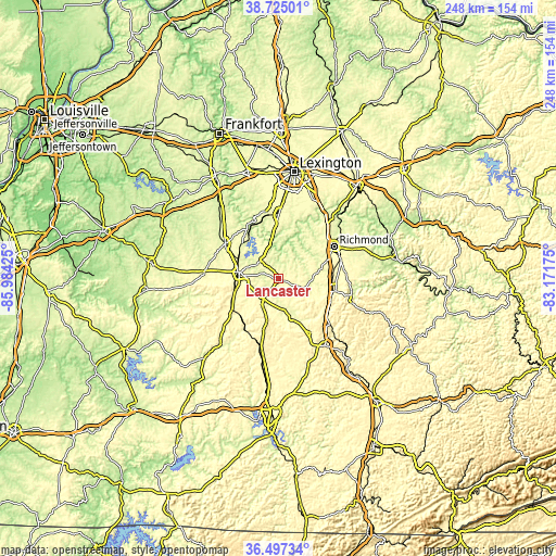 Topographic map of Lancaster