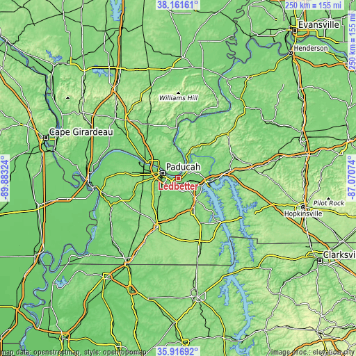 Topographic map of Ledbetter