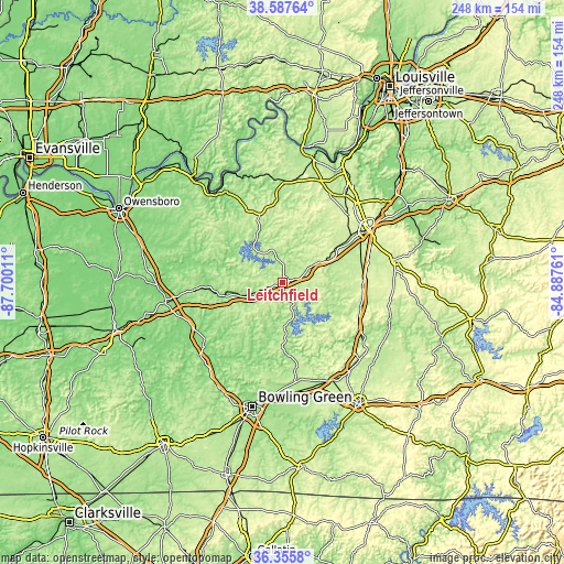 Topographic map of Leitchfield