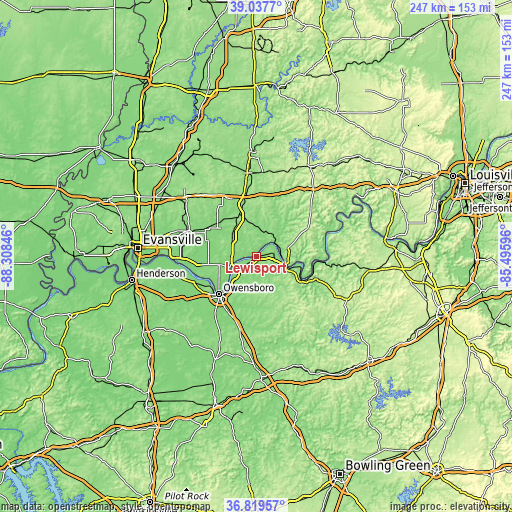 Topographic map of Lewisport