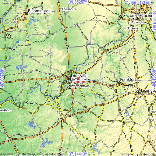 Topographic map of Lyndon