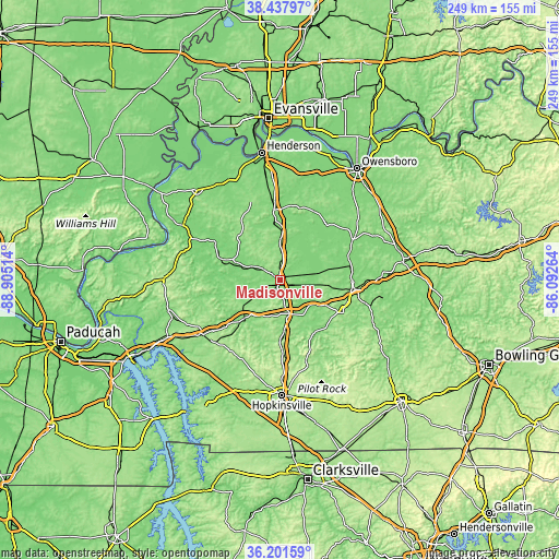 Topographic map of Madisonville