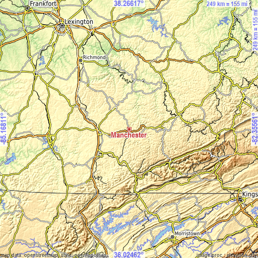 Topographic map of Manchester