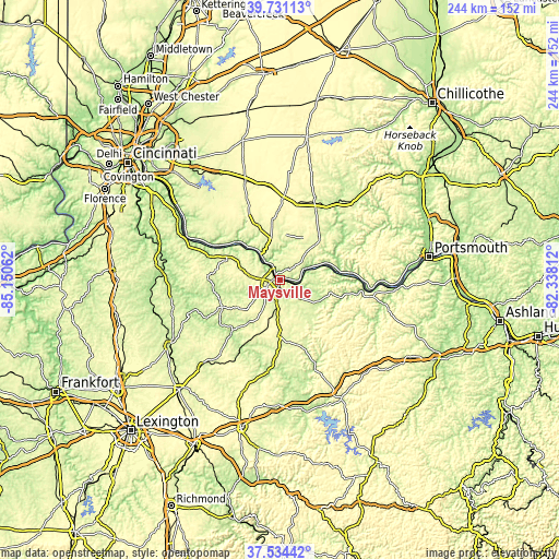 Topographic map of Maysville