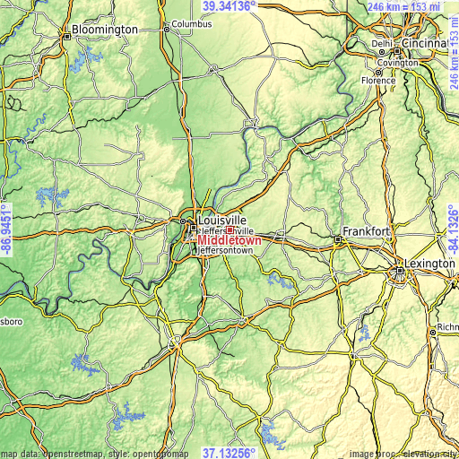 Topographic map of Middletown