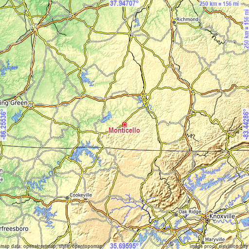 Topographic map of Monticello