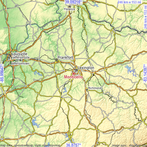Topographic map of Monticello
