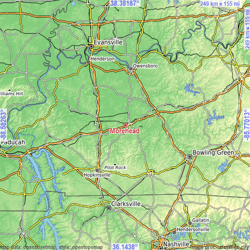 Topographic map of Morehead