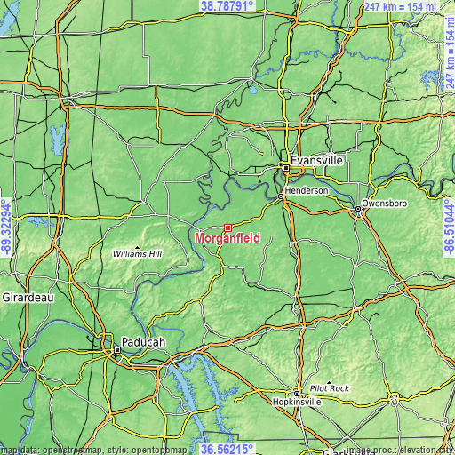 Topographic map of Morganfield