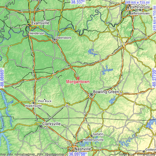 Topographic map of Morgantown