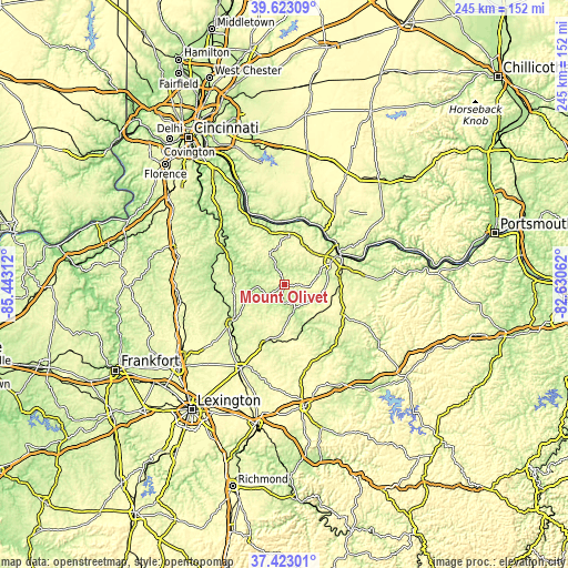 Topographic map of Mount Olivet