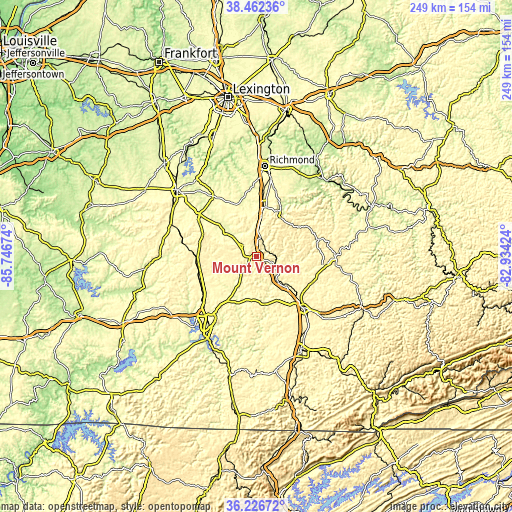 Topographic map of Mount Vernon