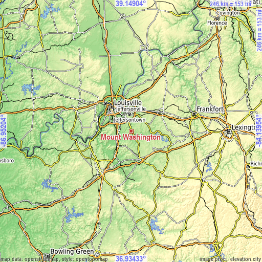 Topographic map of Mount Washington